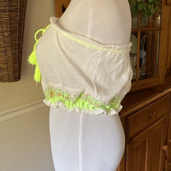 Free People No More Tiers Embroidered Beaded Boho Tube Top Sz XS New With Tags - Picture 5 of 13